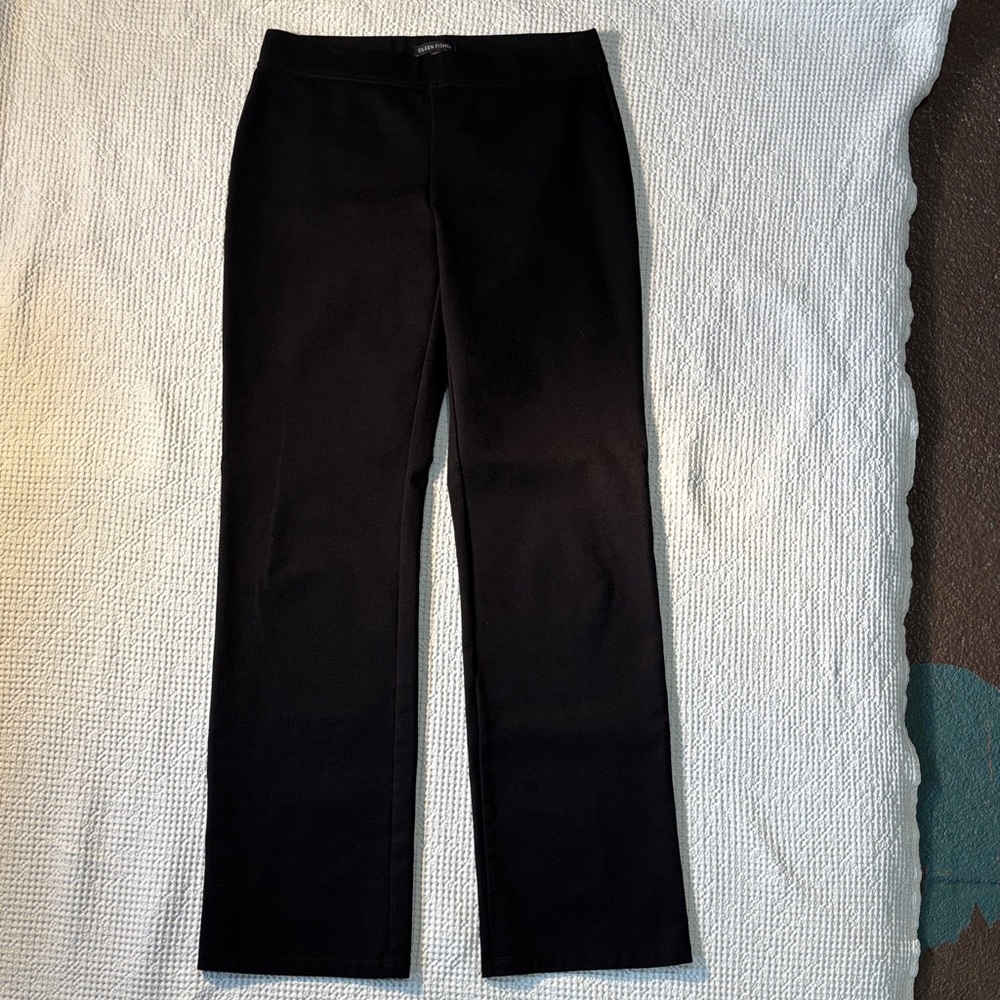 Eileen Fisher Black Ponte Straight Leg Pants, XSmall, Long 31.5” Inseam, EUC